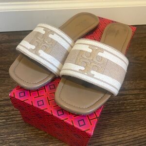 Tory Burch Double T Jacquard Slide
